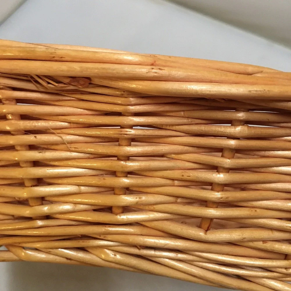 Woven Wicker Basket Home Decor 8x8 Brown Square Tapered Cottagecore Bohemian